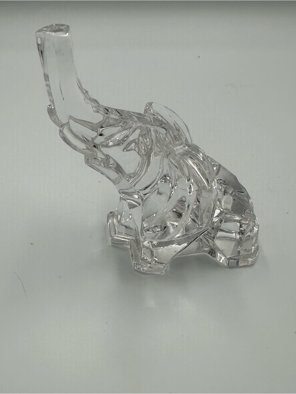 Clear Glass Elephant Figurine Home Accent - Transparent